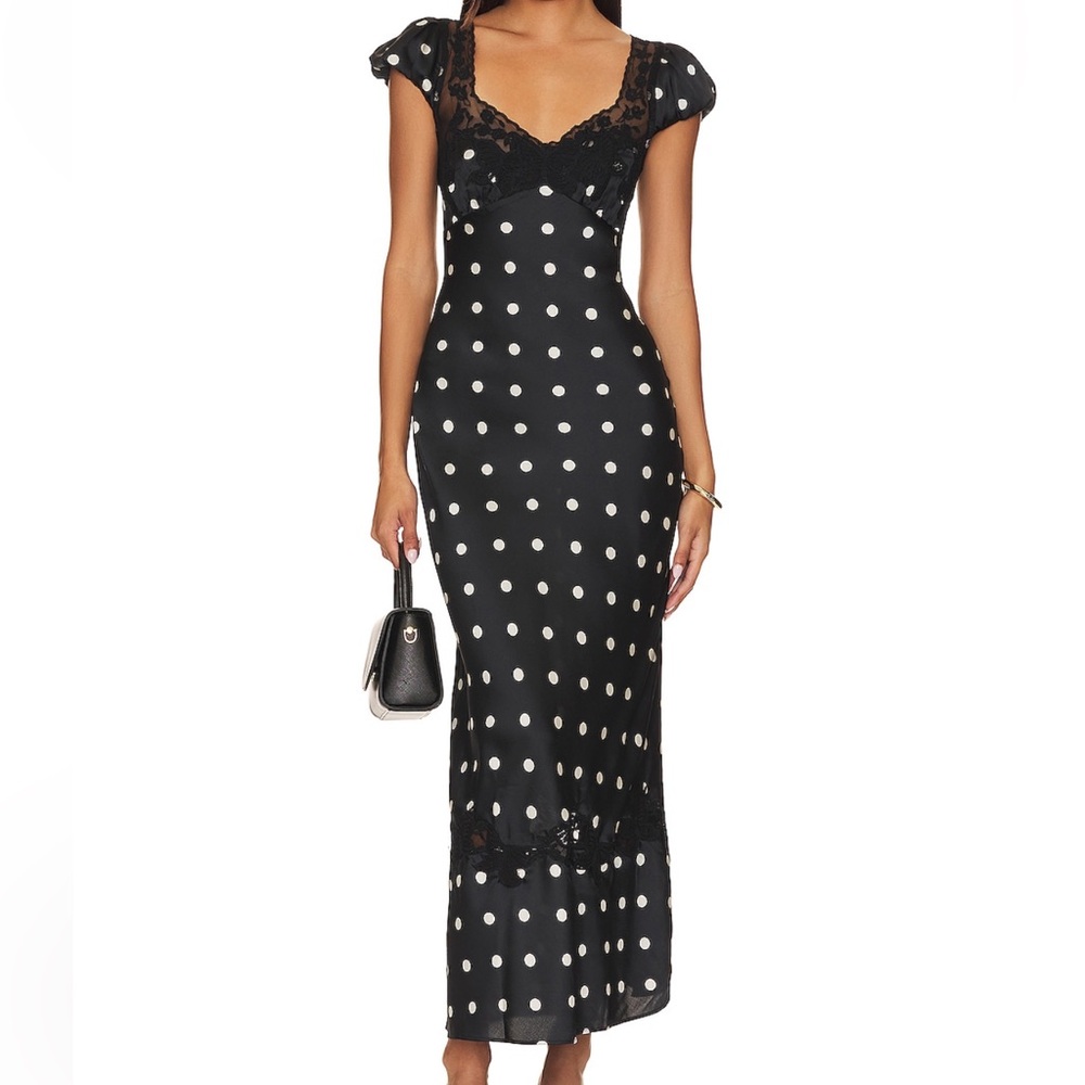 FREE PEOPLE Butterfly Black + White Polka Dot Dress